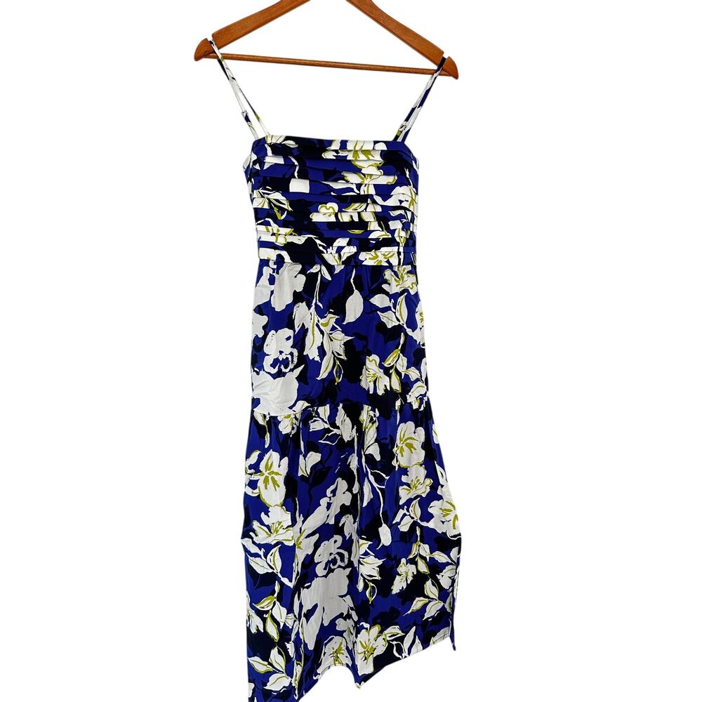EVEREVE NWT Emmie Ruched Midi Dress in Blue Bold Floral // S - Picture 2 of 12